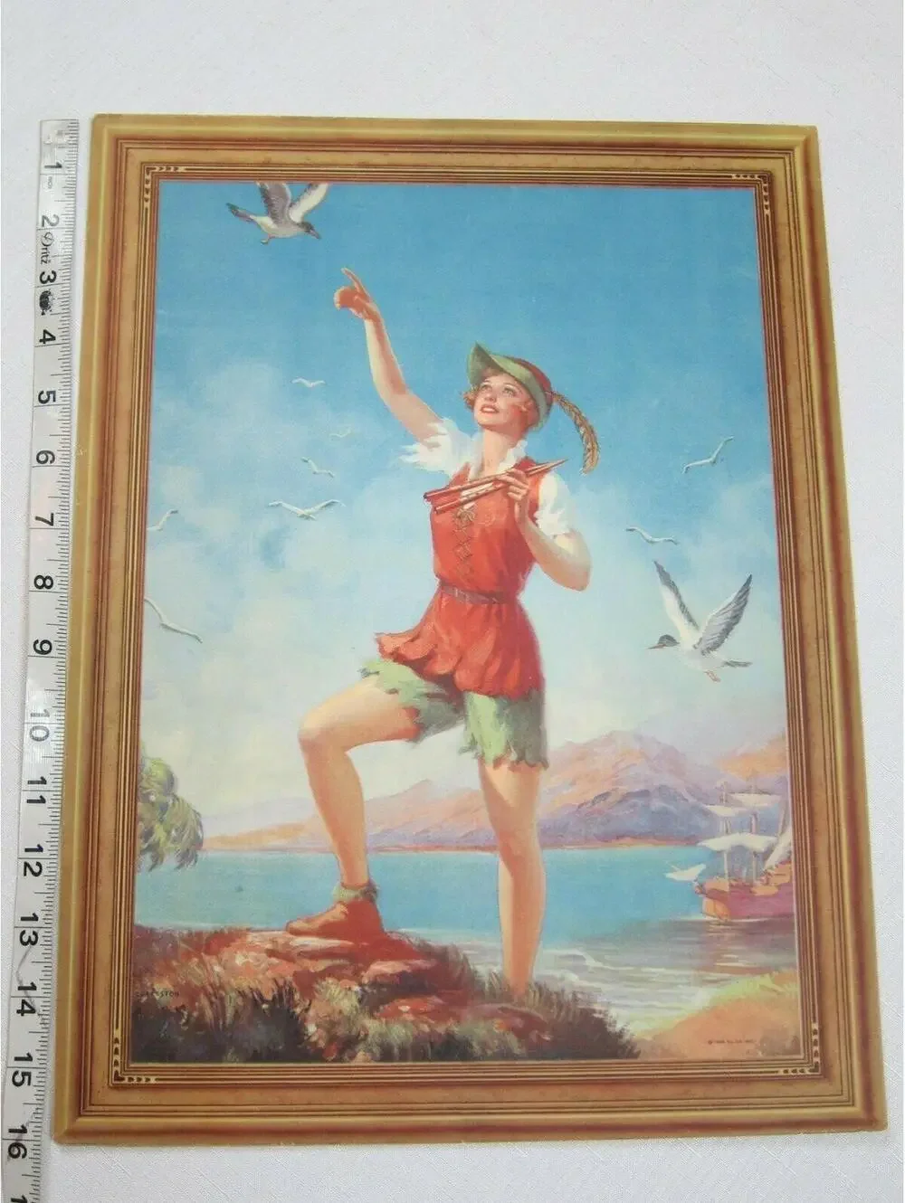 Vintage 1935 Peter Pan Litho Print Fantasy Illustration Art Deco Eggleston 16x12
